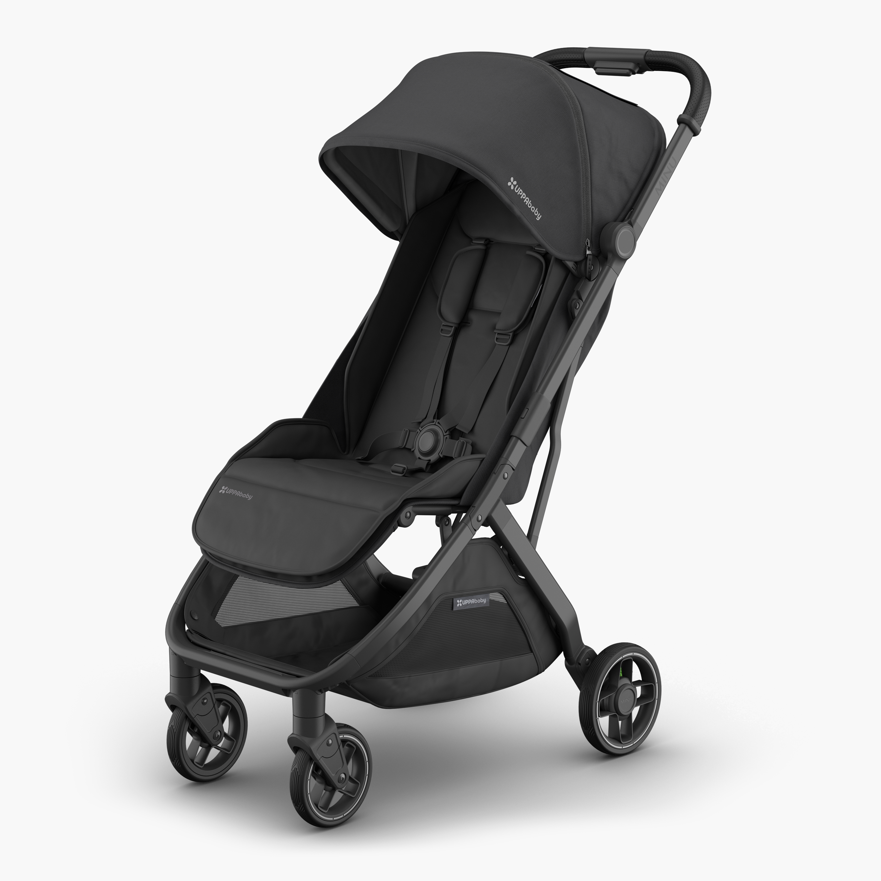 UPPAbaby MINU V3 Stroller - Jake (Charcoal/Carbon/ Black leather) Front