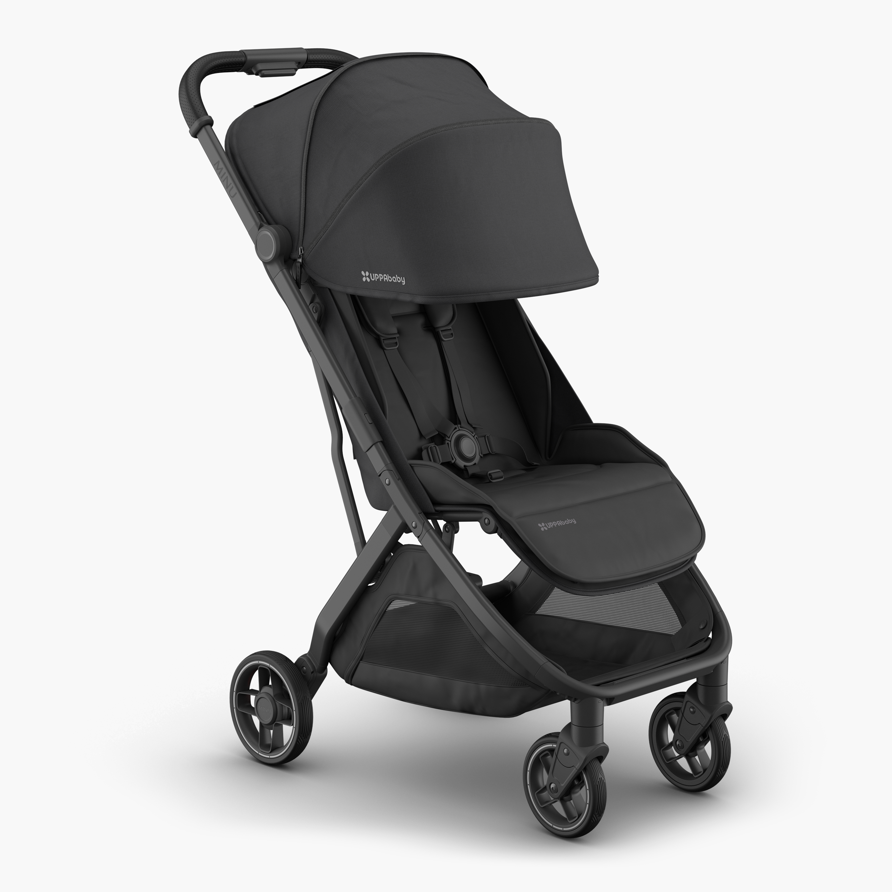 UPPAbaby MINU V3 Stroller - Jake (Charcoal/Carbon/ Black leather) Right Sunshade